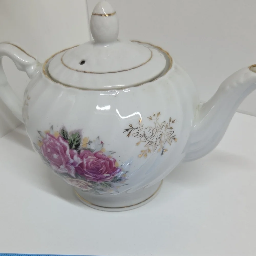Floral White and Pink Teapot Set